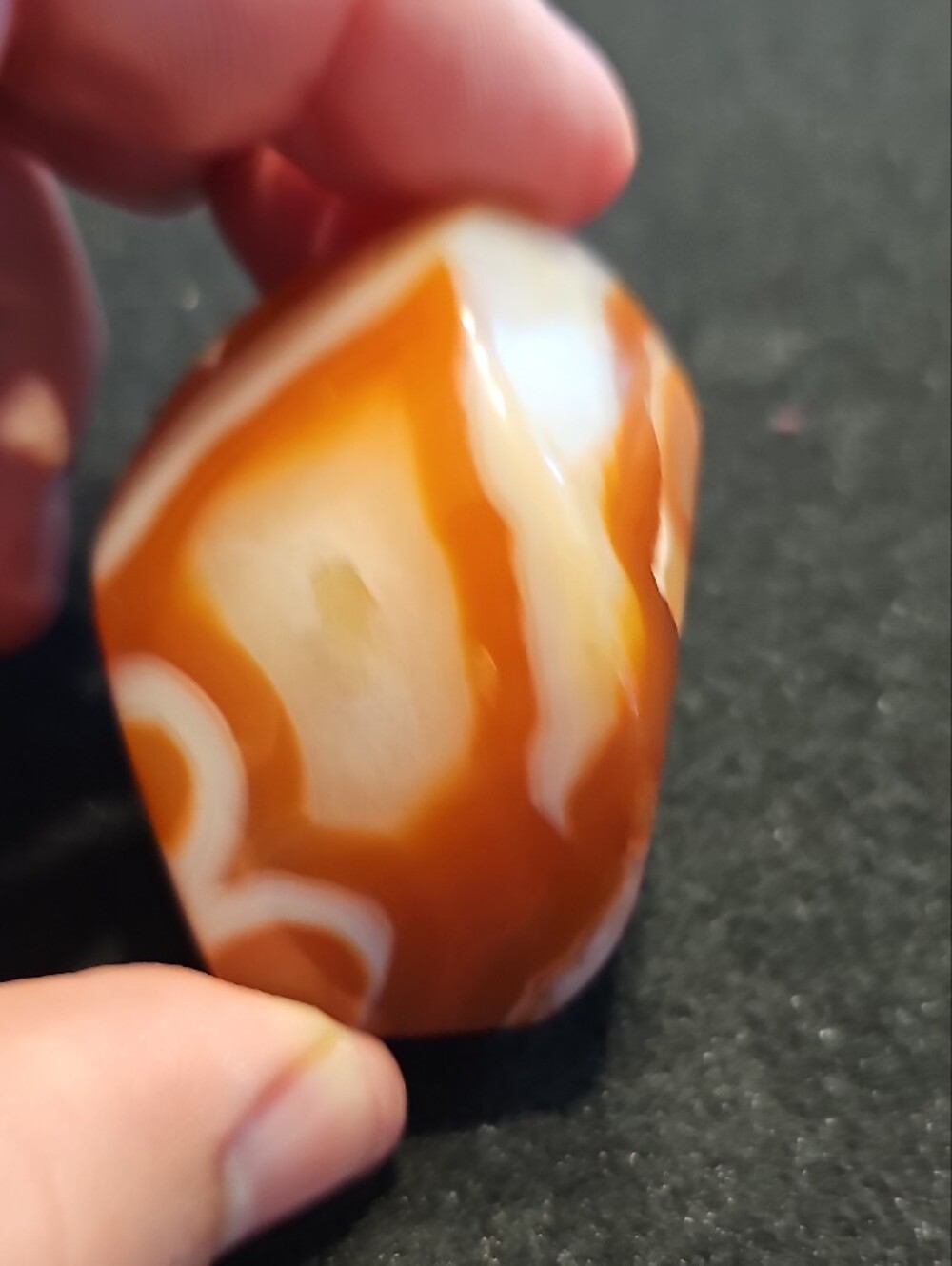 Polished Carnelian Agate Geode Specimen - Orange & White - Picture 4 of 10